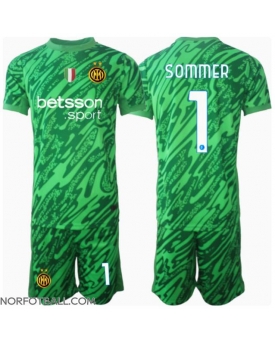 Billige Fotballdrakt Inter Milan Yann Sommer #1 Keeper Replika Hjemmedraktsett Barn 2024-25 Kortermet (med bukser)